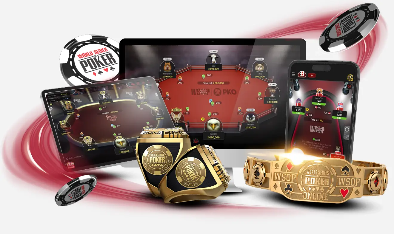 在桌面（PC或Mac）、平板或移动设备上玩扑克，赢取 WSOP 戒指和金手镯